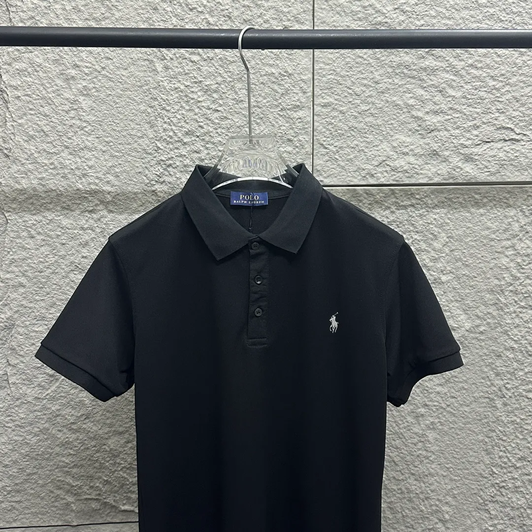 🅿️180 Ralph Lauren POLO 2025 Spring and Summer New Style Simple logo small embroidery pique fabric Short-sleeved polo for men and women Size: M L XL 2XL 3XL Color: Black White